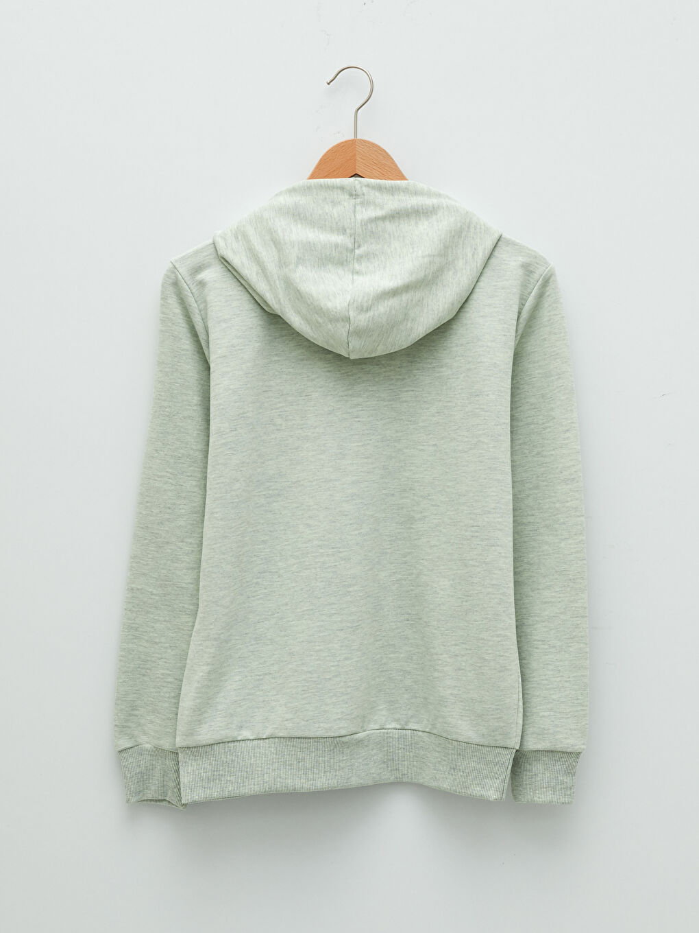 Yeşil Kapüşonlu Düz Uzun Kollu Kadın Spor Hırka-6