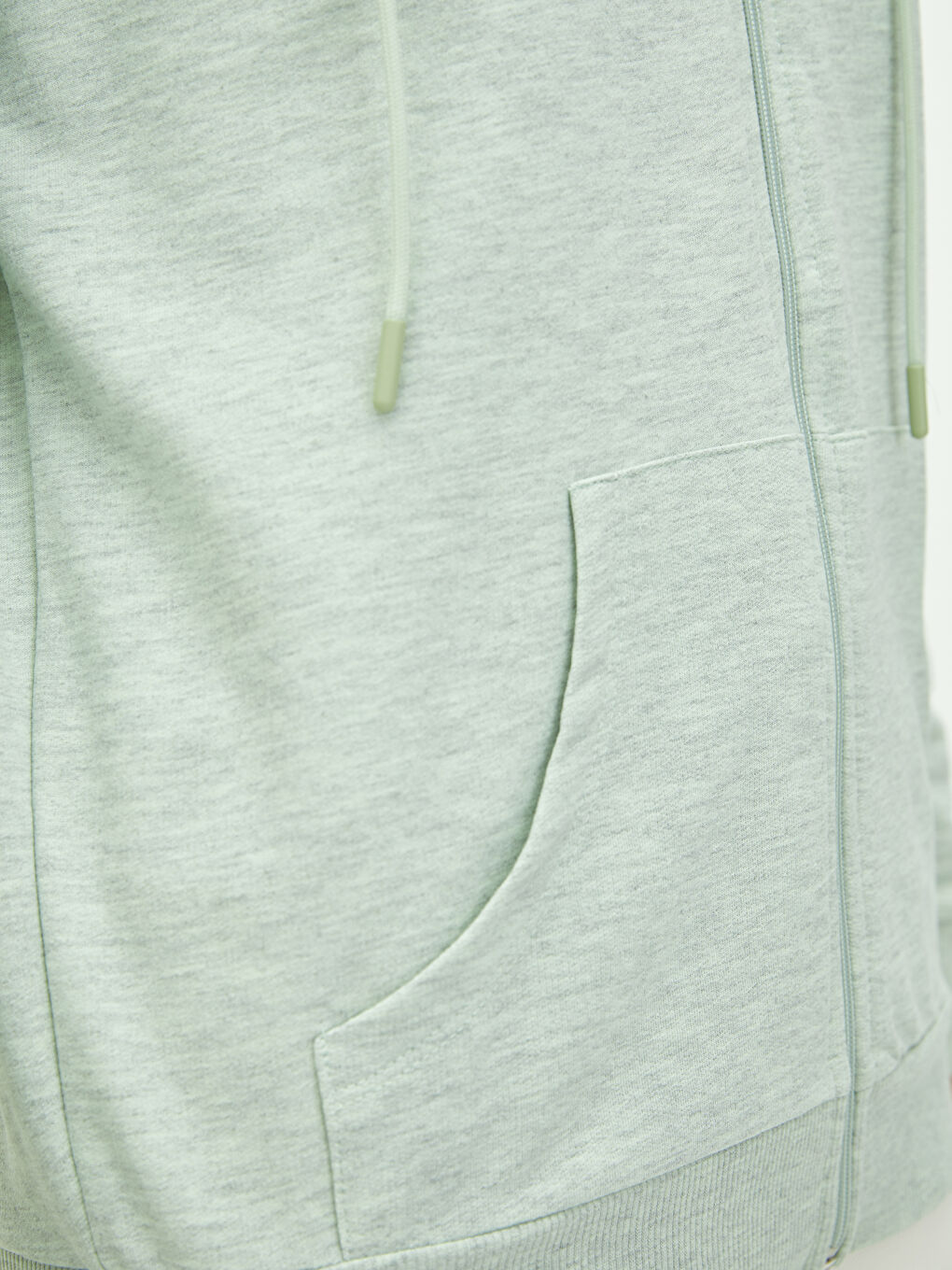 Yeşil Kapüşonlu Düz Uzun Kollu Kadın Spor Hırka-3