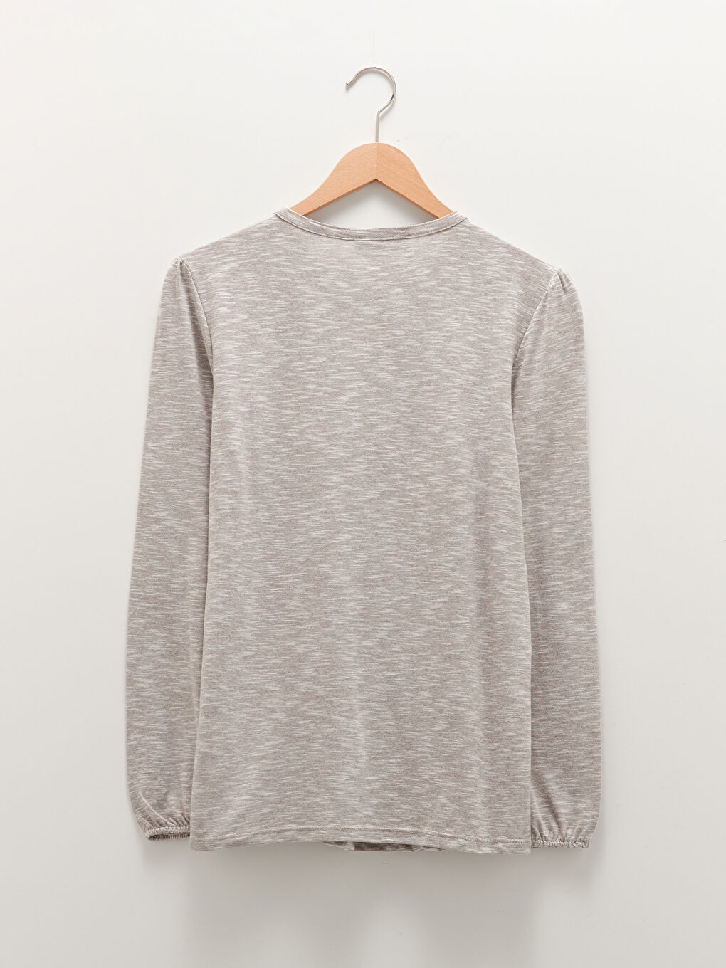 Crew Neck Embroidered Long Sleeve Women's Blouse-5