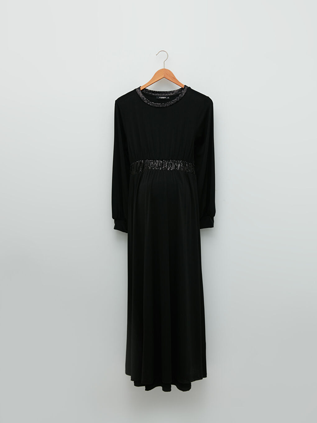 LCW Crew Neck Tie Detailed Long Sleeve Maternity Dress -W1DF69Z8-CVL