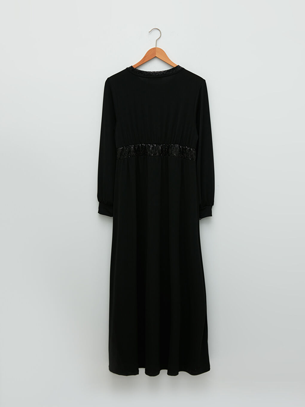 LCW Crew Neck Tie Detailed Long Sleeve Maternity Dress -W1DF69Z8-CVL