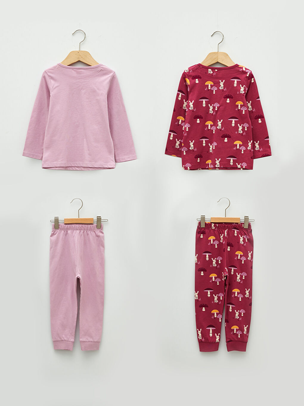 Crew Neck Long Sleeve Printed Cotton Baby Girl Pajama Set-1