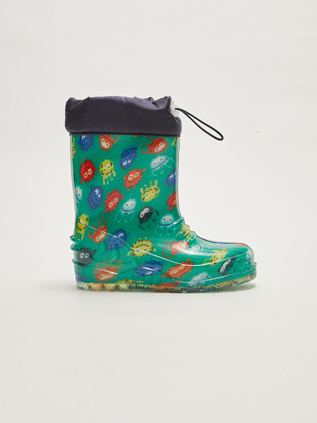 Yeşil Baskılı Polar Astarlı Erkek Bebek Yağmur Botu-1