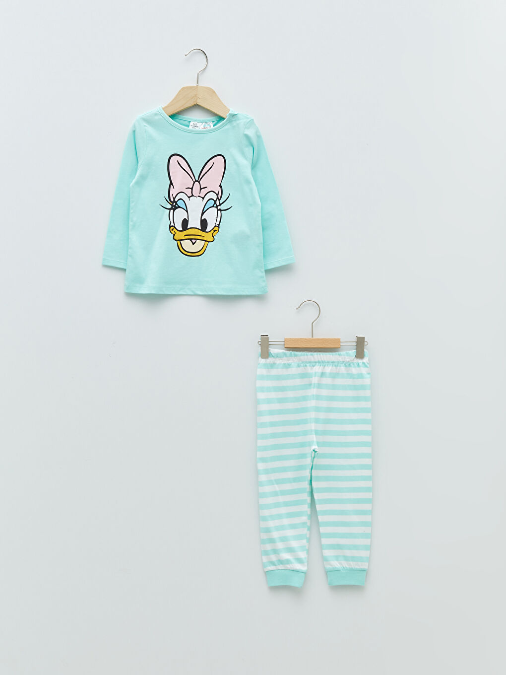 Crew Neck Long Sleeve Daisy Duck Cotton Baby Girl Pajamas Set