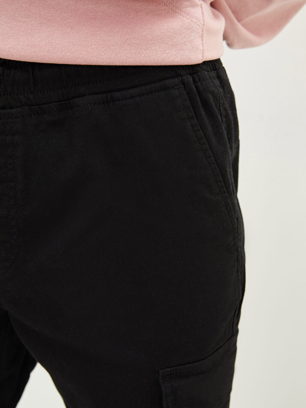 Siyah Standart Kalıp Erkek Kargo Pantolon-5