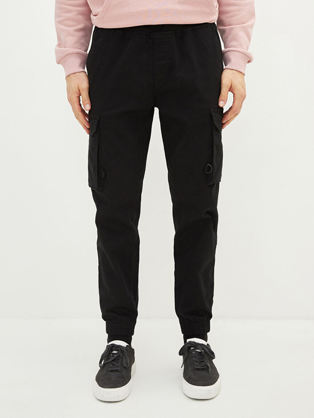 Siyah Standart Kalıp Erkek Kargo Pantolon-6