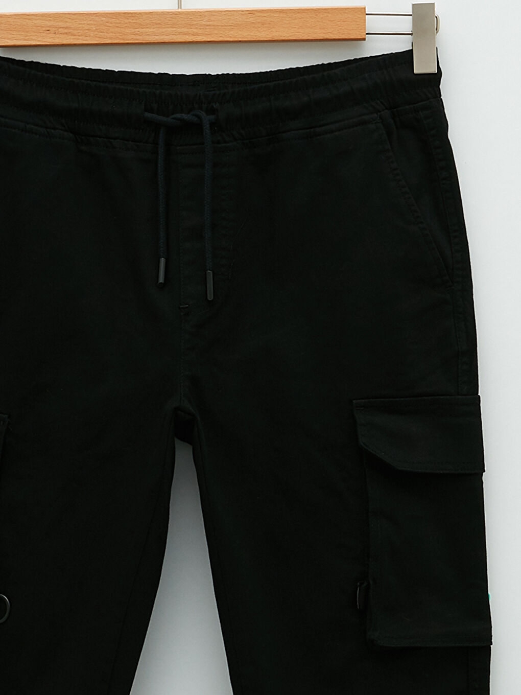 Siyah Standart Kalıp Erkek Kargo Pantolon-2