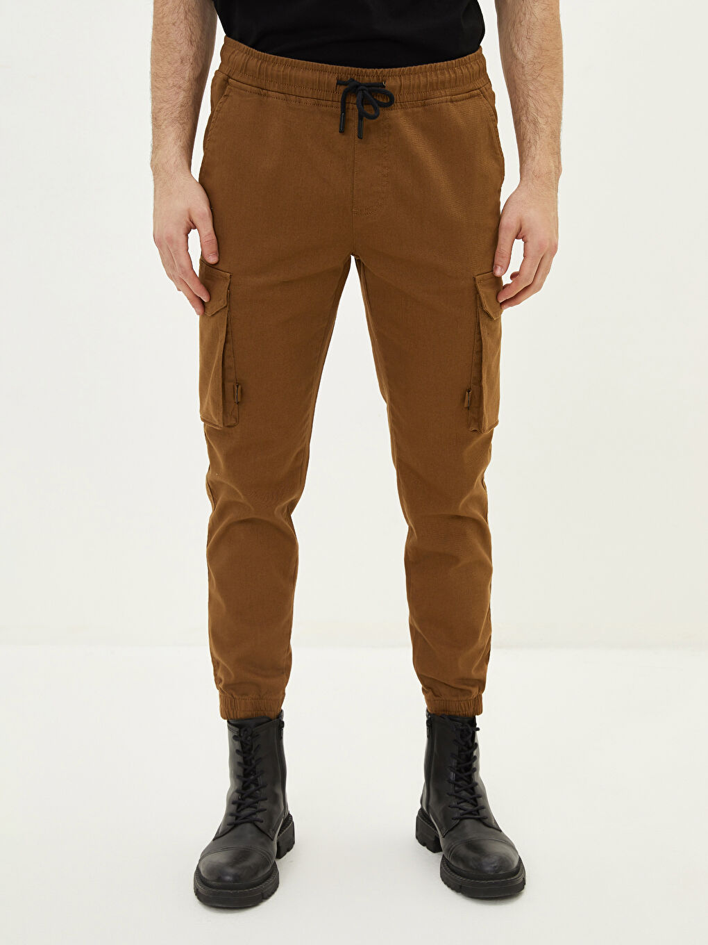 Kahverengi Standart Kalıp Erkek Kargo Pantolon-3