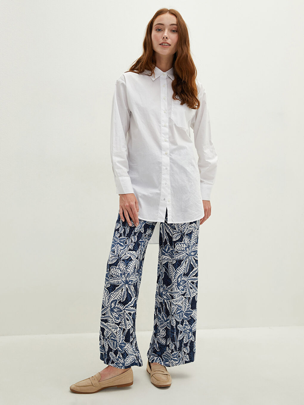 Pantalon Palazzo Femme à Taille Élastique Imprimé Coupe Confortable-2