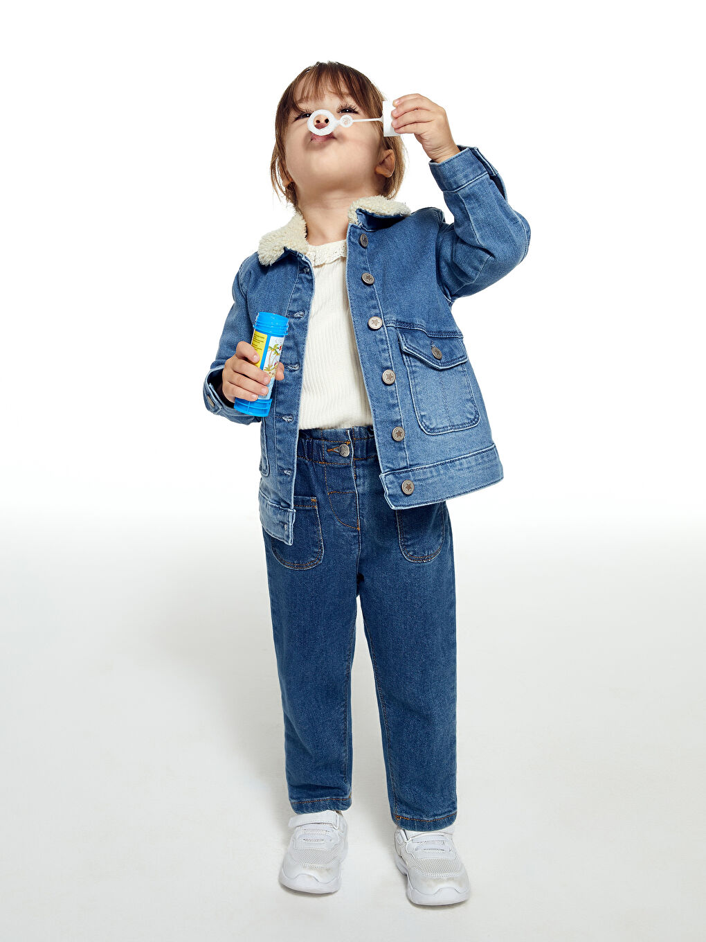 Long Sleeve Basic Baby Girls' Denim Jacket-3