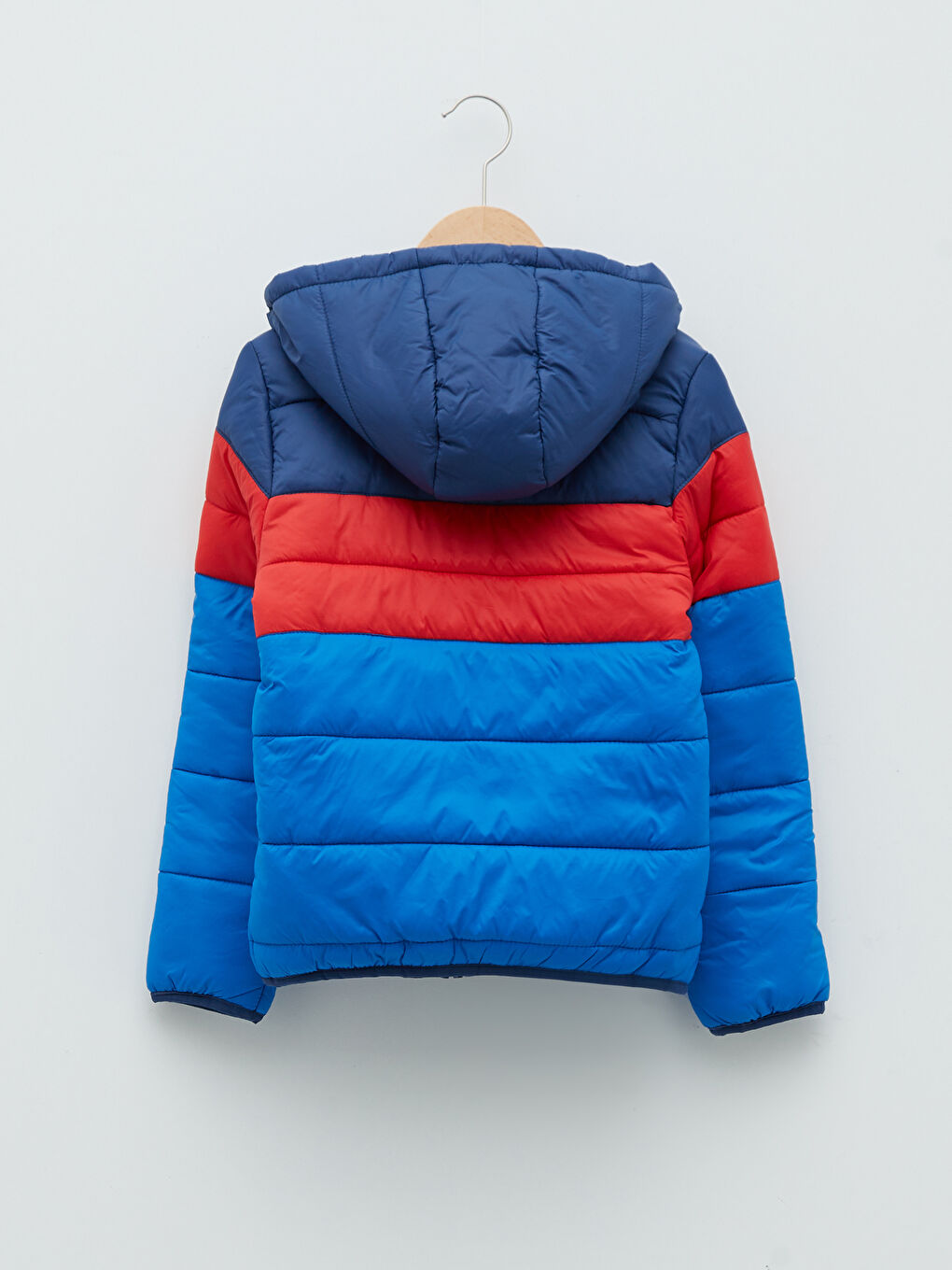 Mavi Kapüşonlu Renk Bloklu Erkek Çocuk Şişme Mont-3