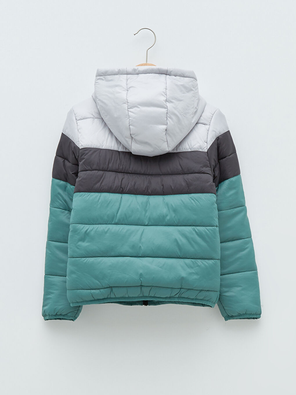 Hooded Boy Puffer with Color Block -W1DH01Z4-HRB