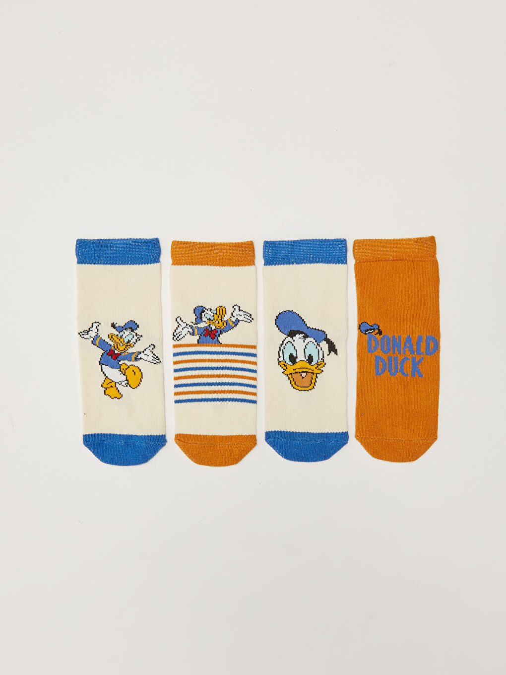 LCW baby Ekru Donald Duck Desenli Erkek Bebek Soket Çorap 4'lü - 1