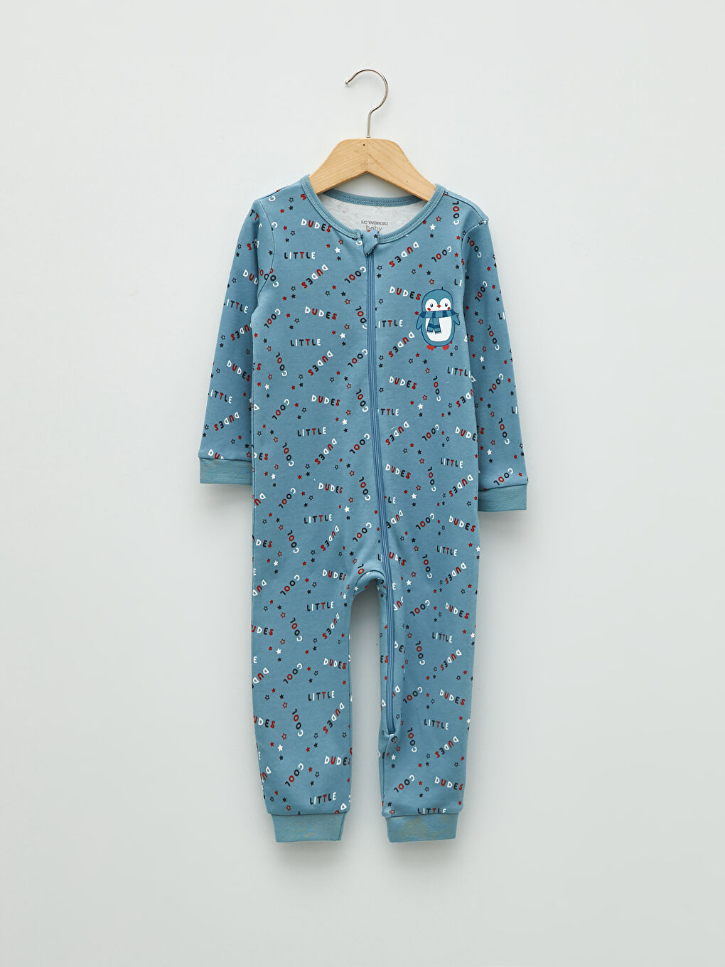 Salopetă cu fermoar pentru băieți, guler rotund, mânecă lungă, imprimată