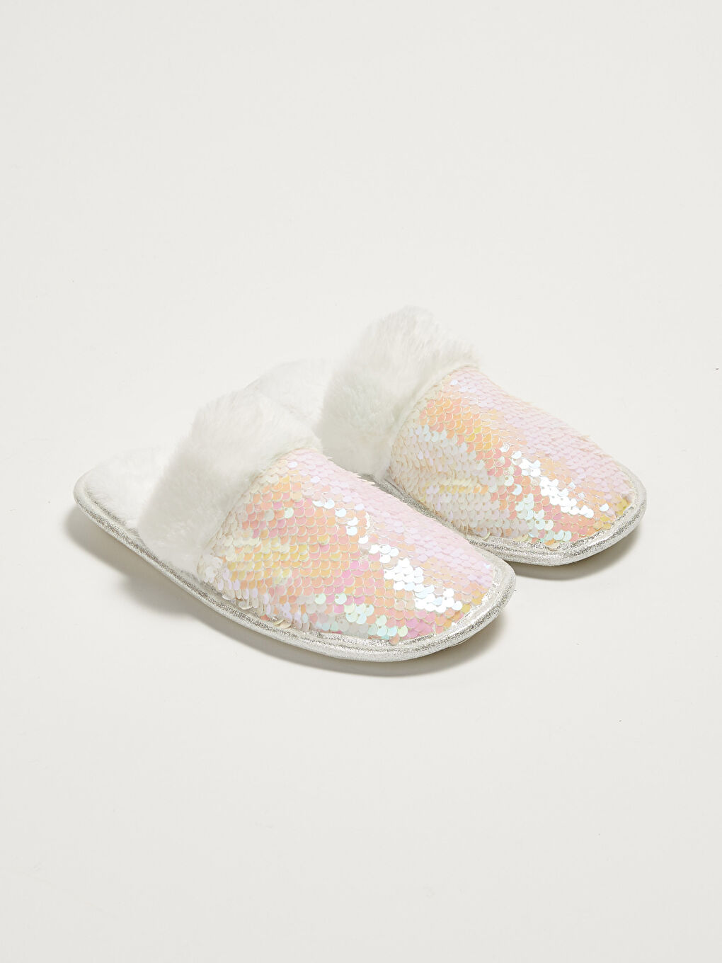 Pantoufles d'Intérieur pour Filles à Bout Fermé Brodées de Sequins