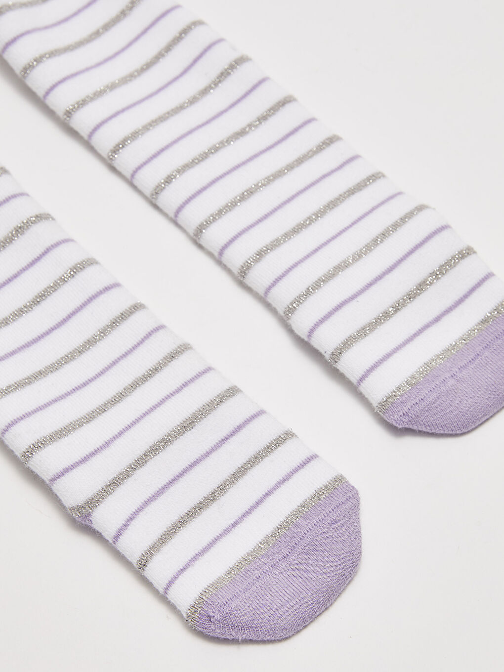 Mor Beli Lastikli Çizgili Kız Bebek Havlu Külotlu Çorap-1