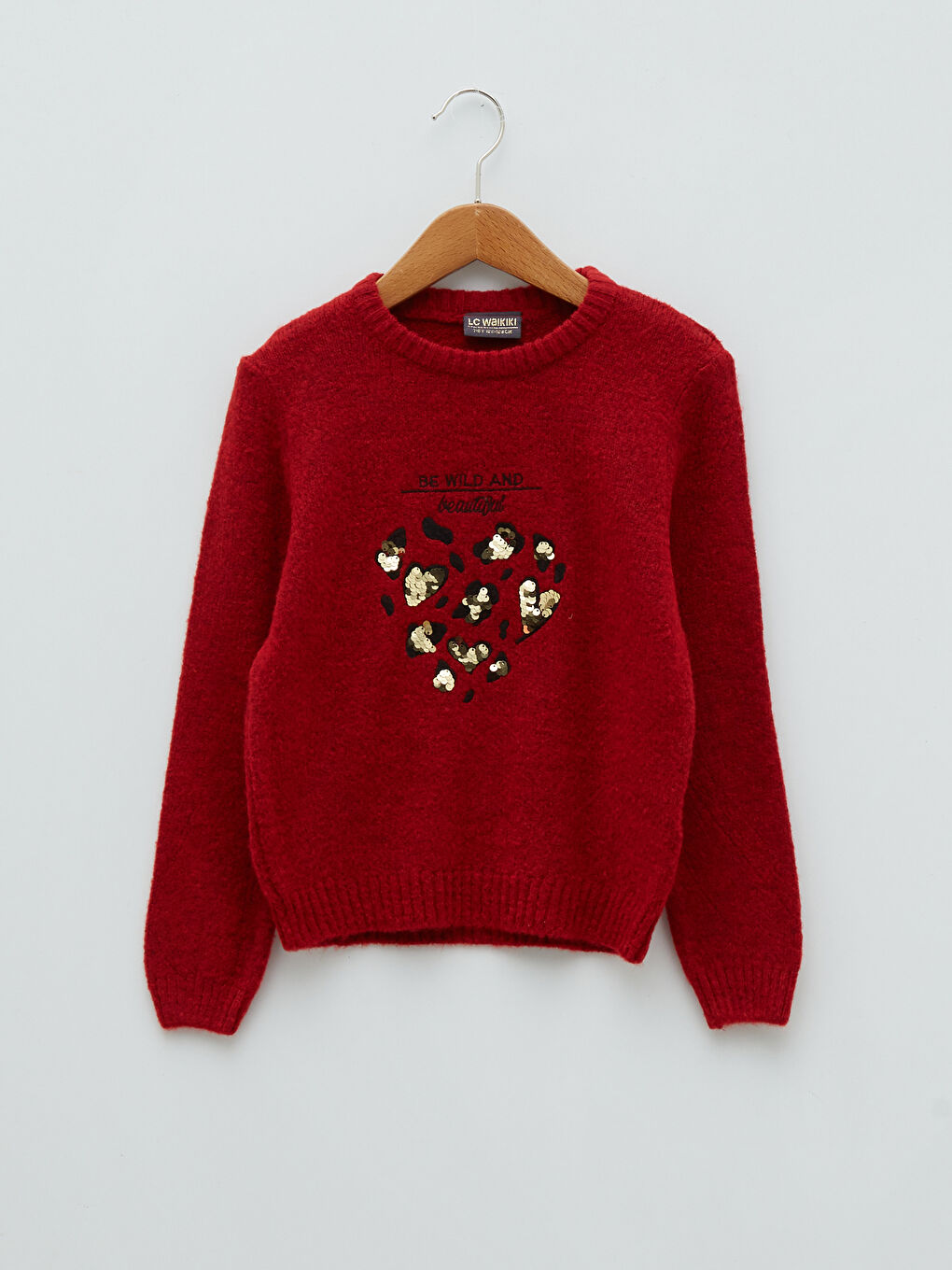 Crew Neck Sequin Long Sleeve Girl Tricot Sweater