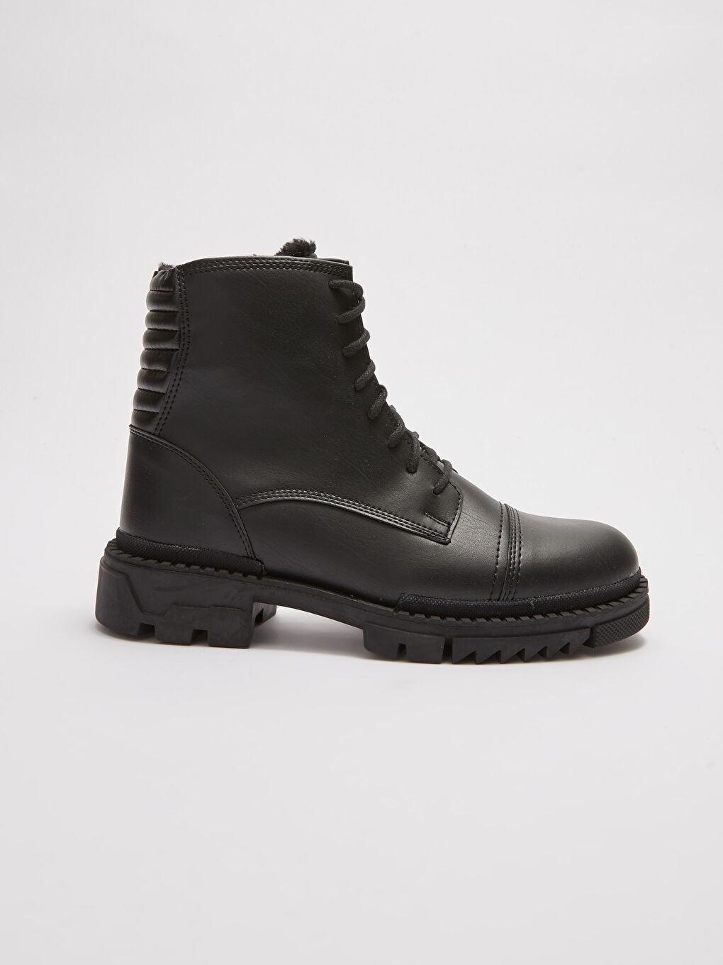 Ботинки Мужские с Толстой Подошвой, Шнуровкой и Застежкой-Молнией из Искусственной Кожи-1