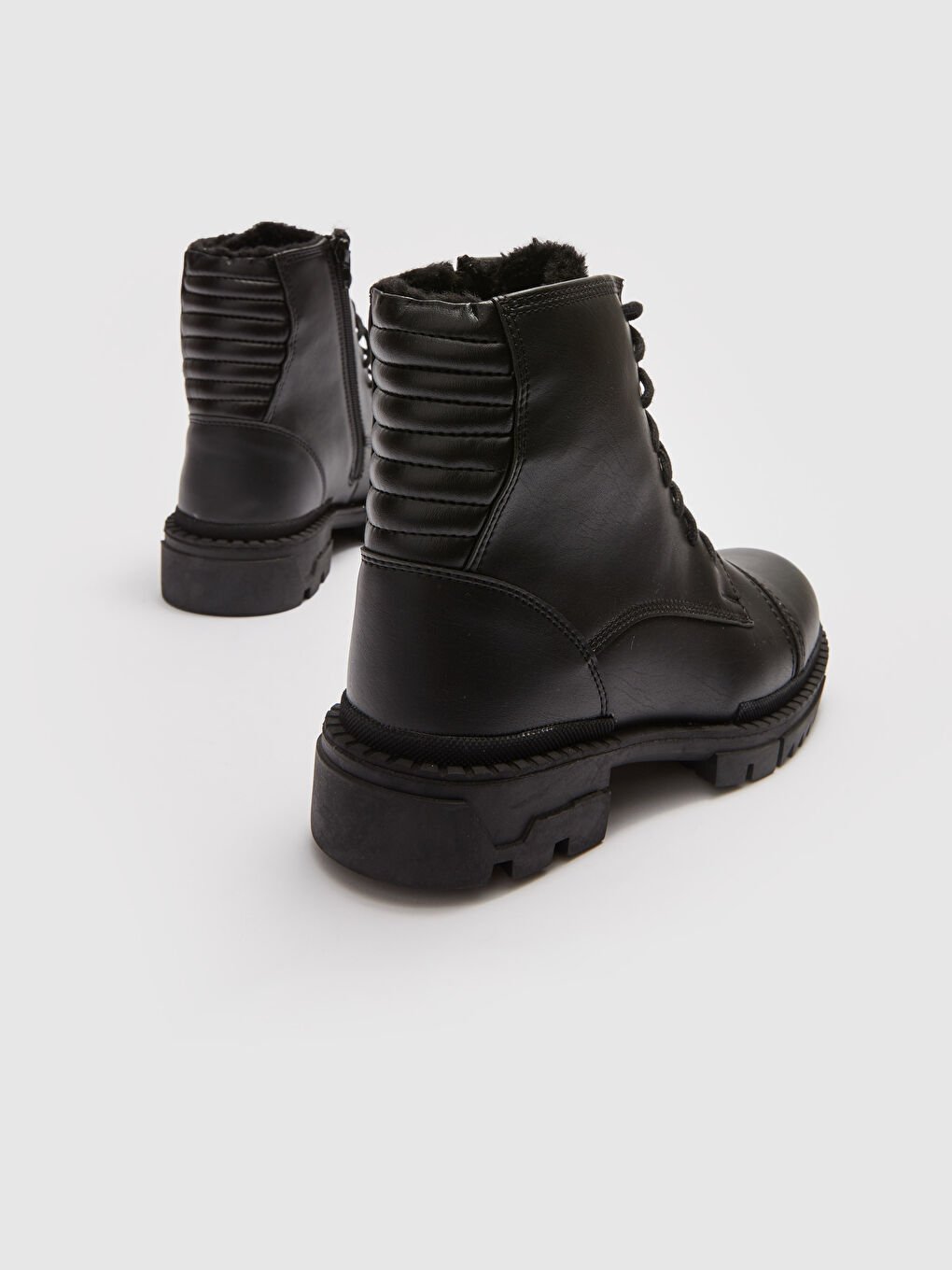 Ботинки Мужские с Толстой Подошвой, Шнуровкой и Застежкой-Молнией из Искусственной Кожи-4