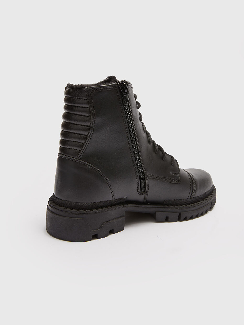 Ботинки Мужские с Толстой Подошвой, Шнуровкой и Застежкой-Молнией из Искусственной Кожи-5