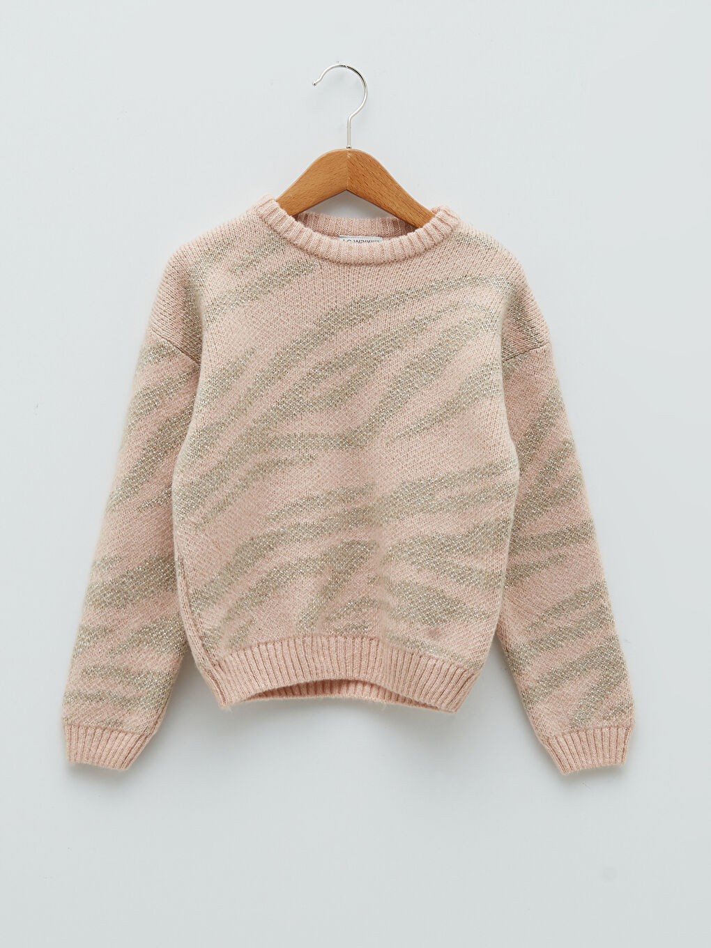 Crew Neck Patterned Long Sleeve Girls' Knitwear Sweater