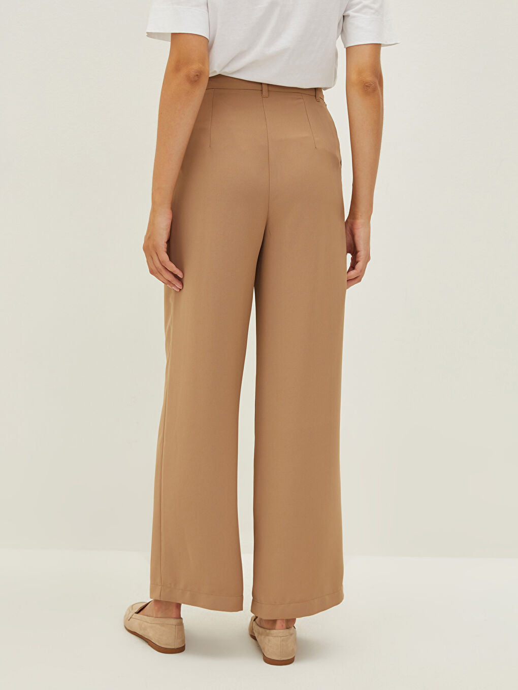 Kahverengi Regular Fit Geniş Paça Kadın Pantolon-4