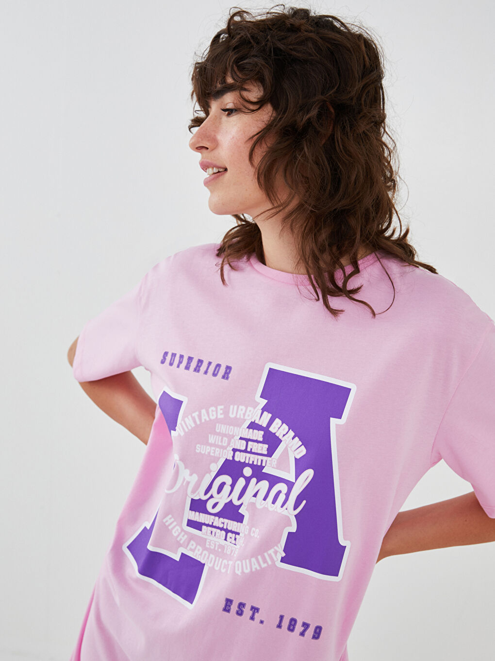 Haljina za Žene od Pamuka sa Okruglim Izrezom, Štampana, Kratki Rukav-3