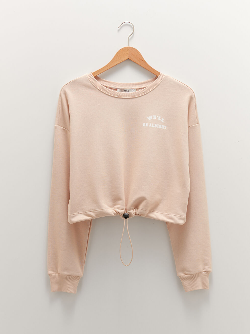 Crew Neck Printed Long Sleeve Crop Women's Sweatshirt-5