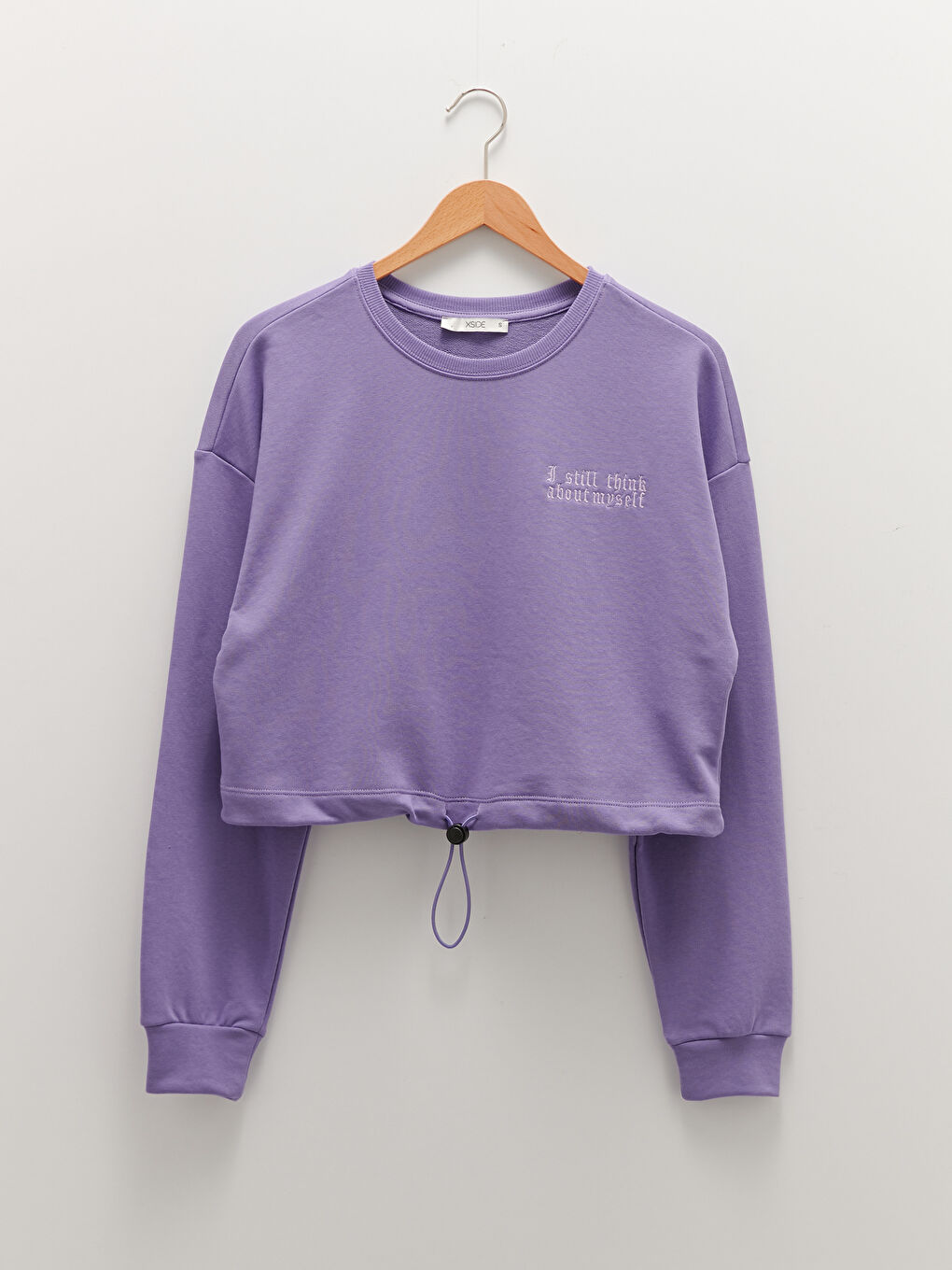 Crew Neck Printed Long Sleeve Crop Women's Sweatshirt-5