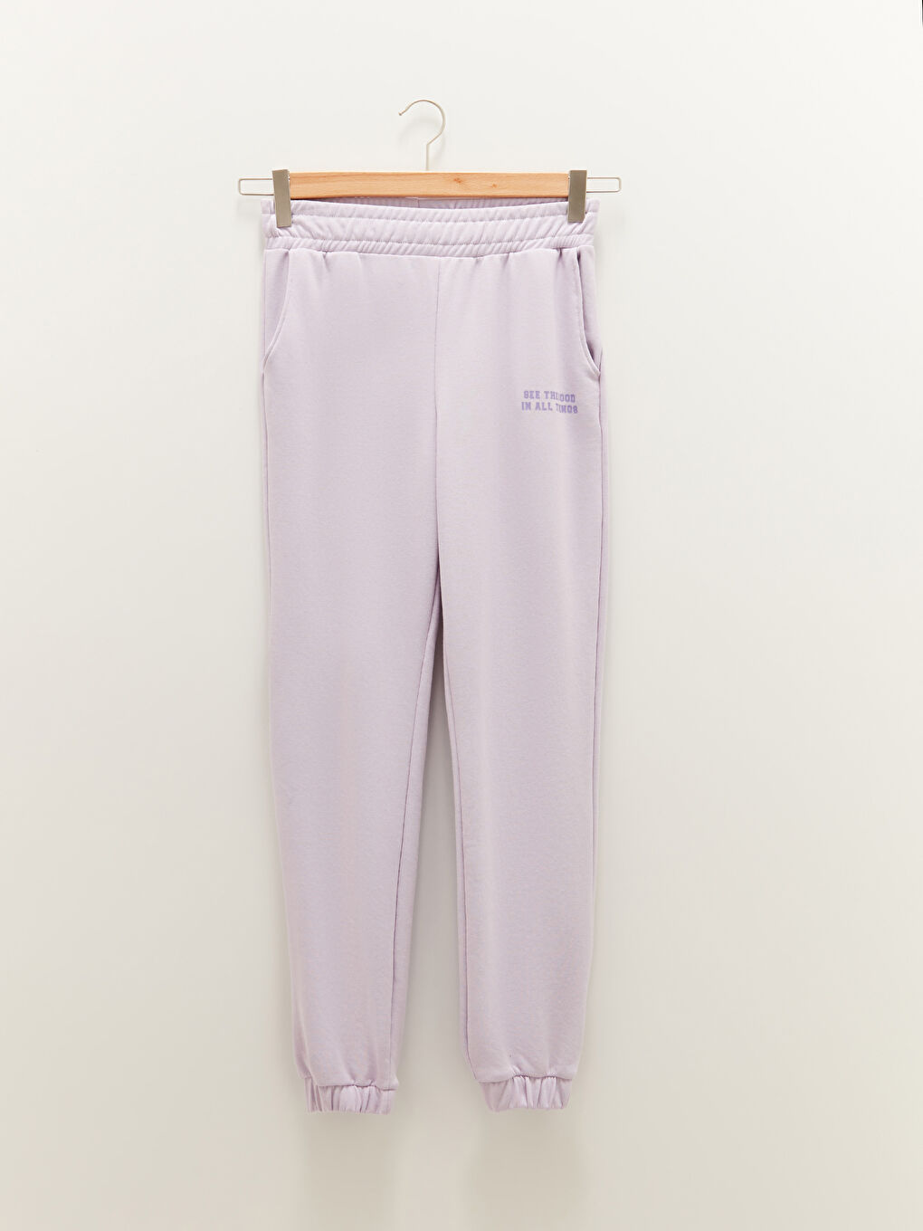 Elastic Waist Printed Pocket Detailed Women's Jogger Sweatpants-4