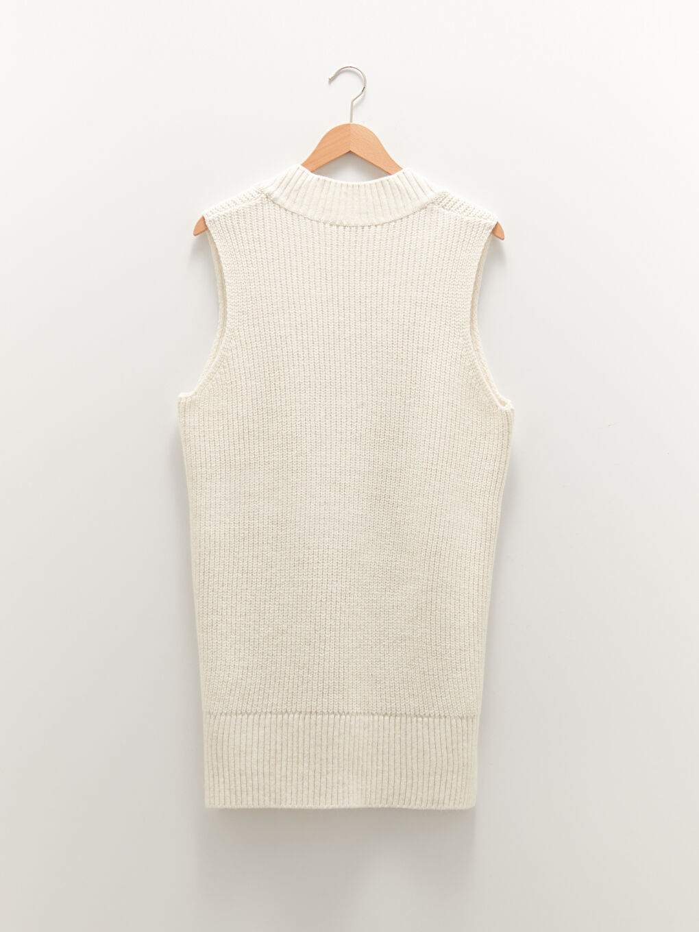 سترة صوفية بدون أكمام برقبة على شكل حرف V سادة للسيدات-5