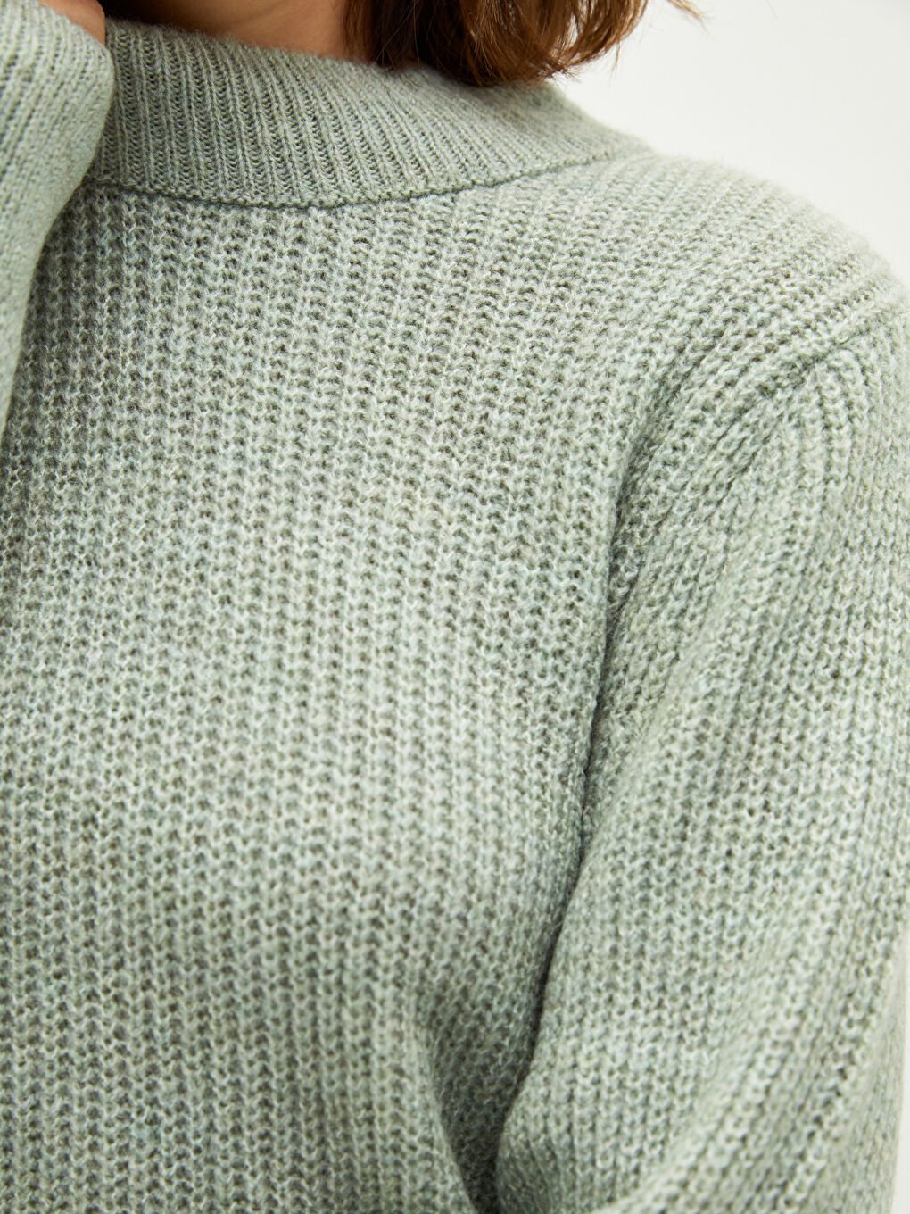 Yeşil Yarım Balıkçı Yaka Kadın Triko Kazak-2