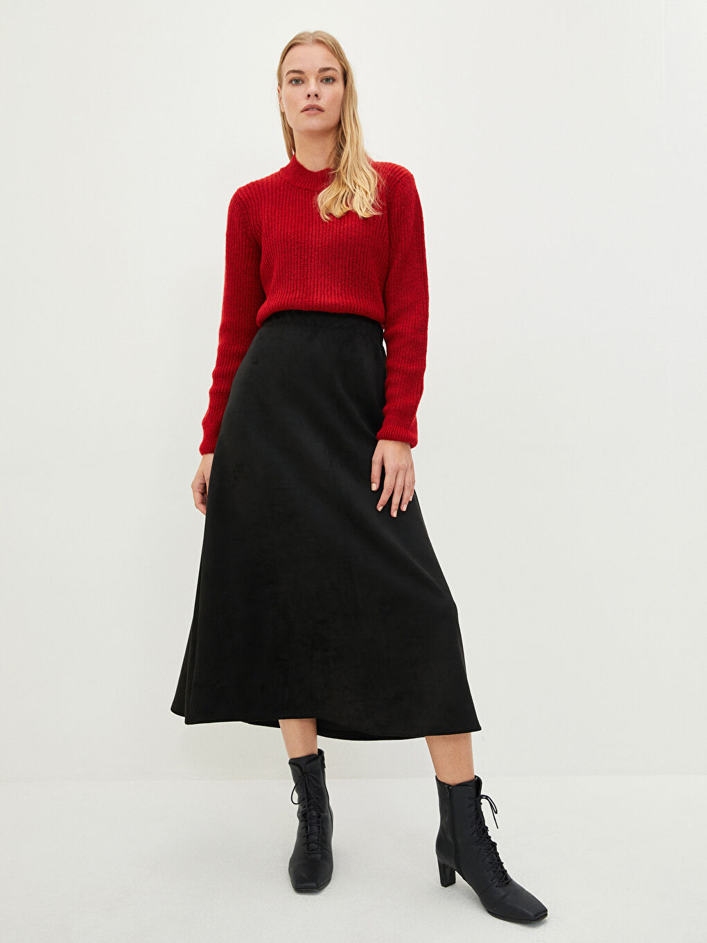 Pulover Tricotat cu Guler Înalt pentru Femei-3