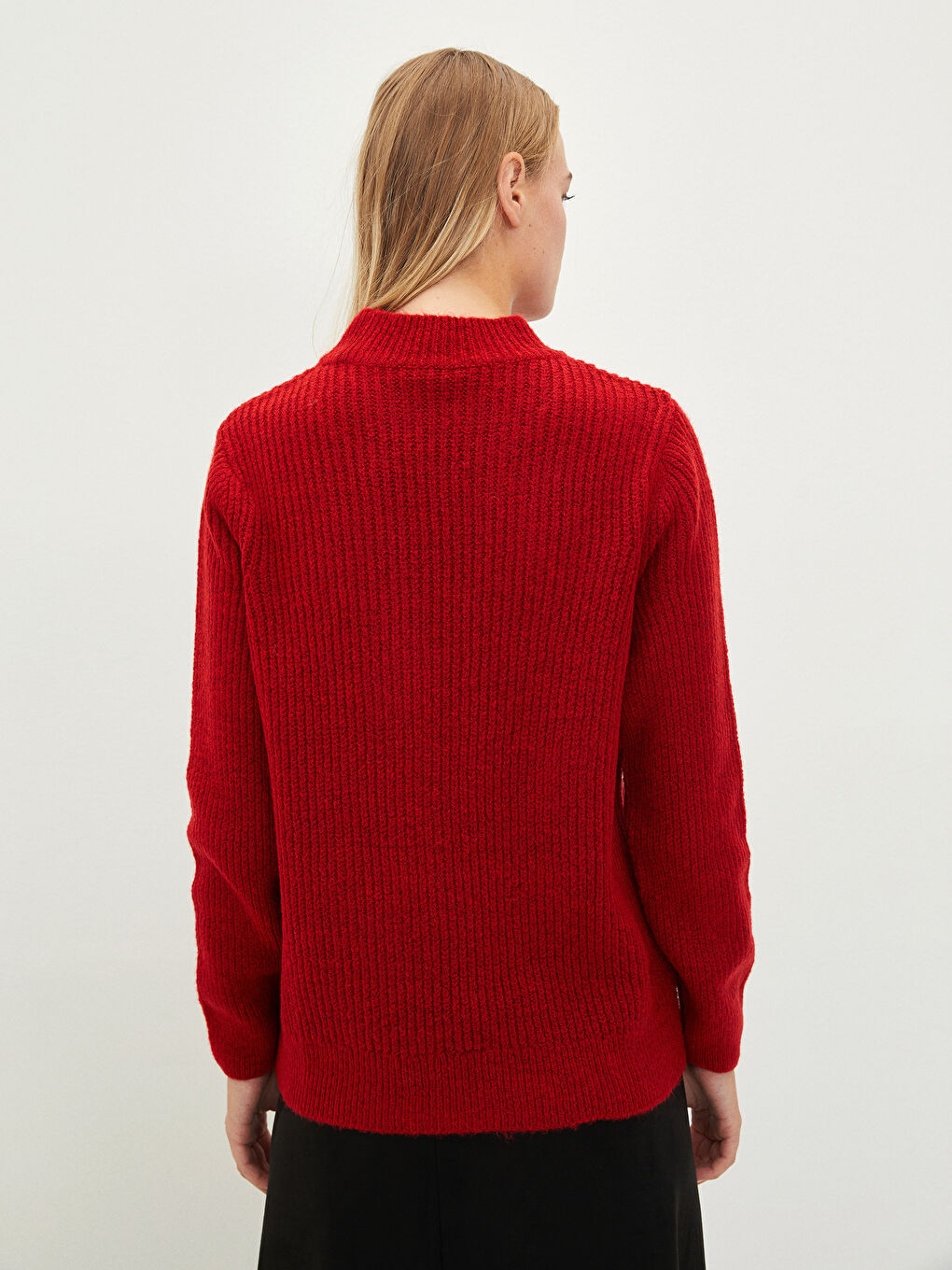 Pulover Tricotat cu Guler Înalt pentru Femei-4
