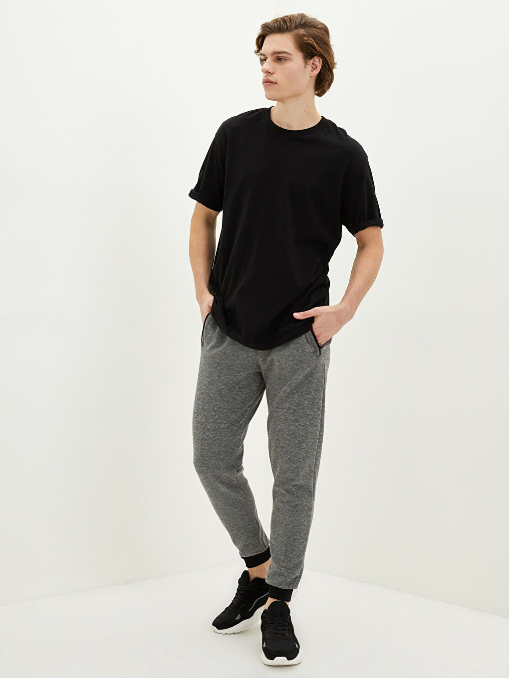 Siyah Slim Fit Erkek Jogger Eşofman Altı-1