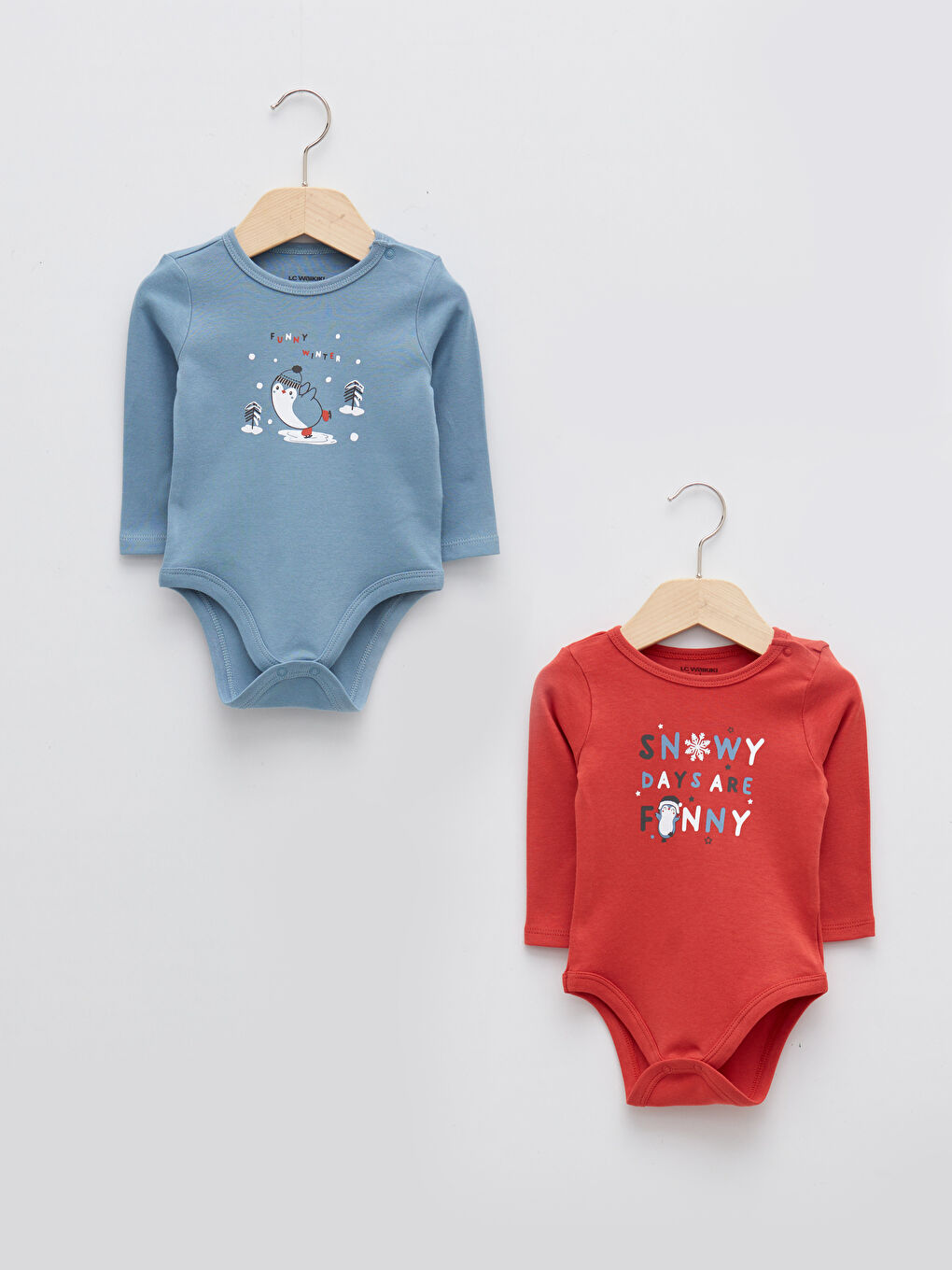 Body Bébé Garçon Imprimé en Coton à Manches Longues et Col Rond avec Entrejambe à Boutons-Pression Lot de 2