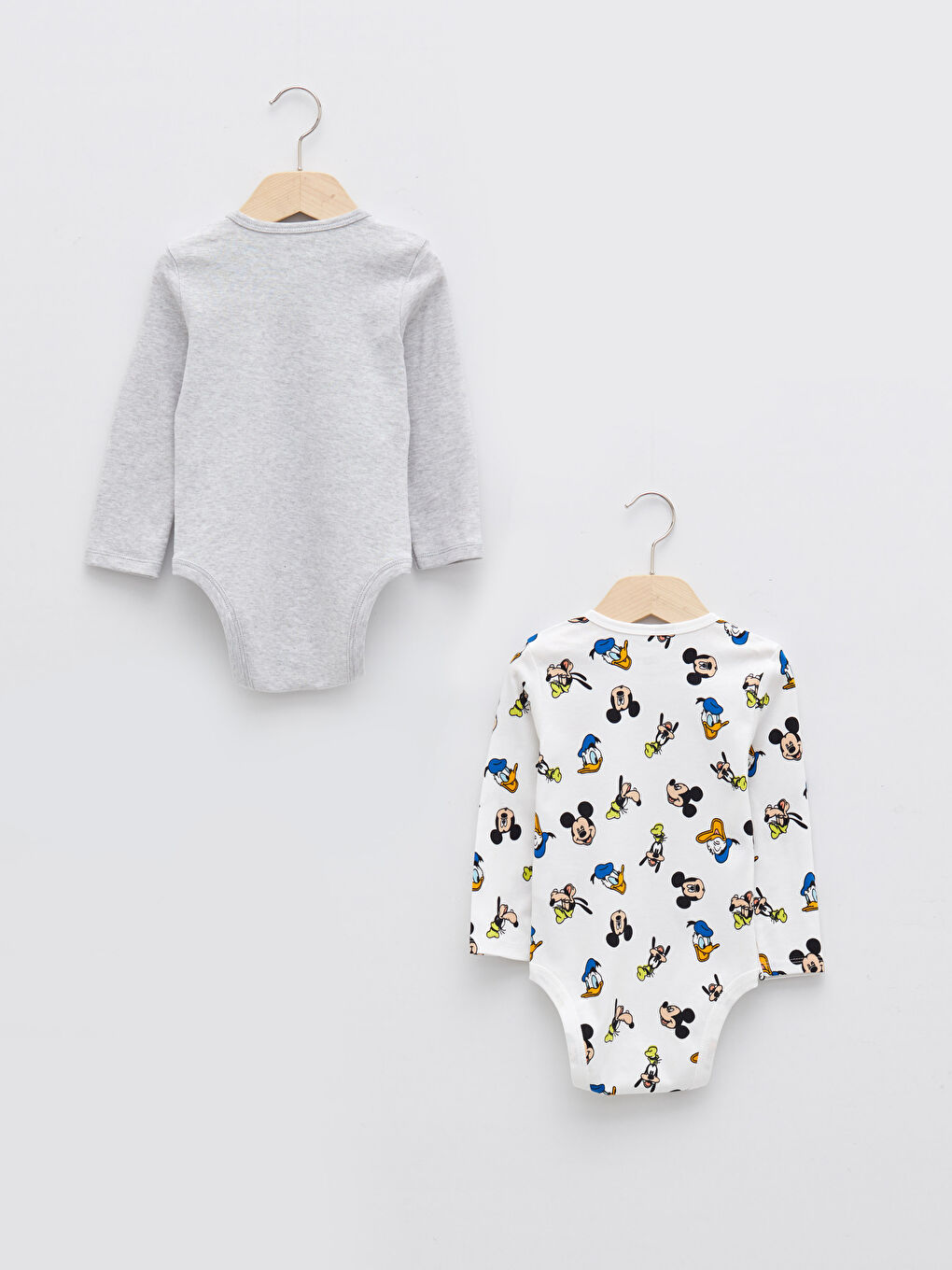 Ekru Bisiklet Yaka Uzun Kollu Disney Baskılı Erkek Bebek Çıtçıtlı Body 2'li-1