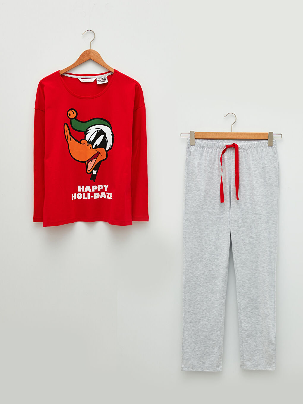 Crew Neck Daffy Duck Printed Long Sleeve Women's Pajamas Set-5