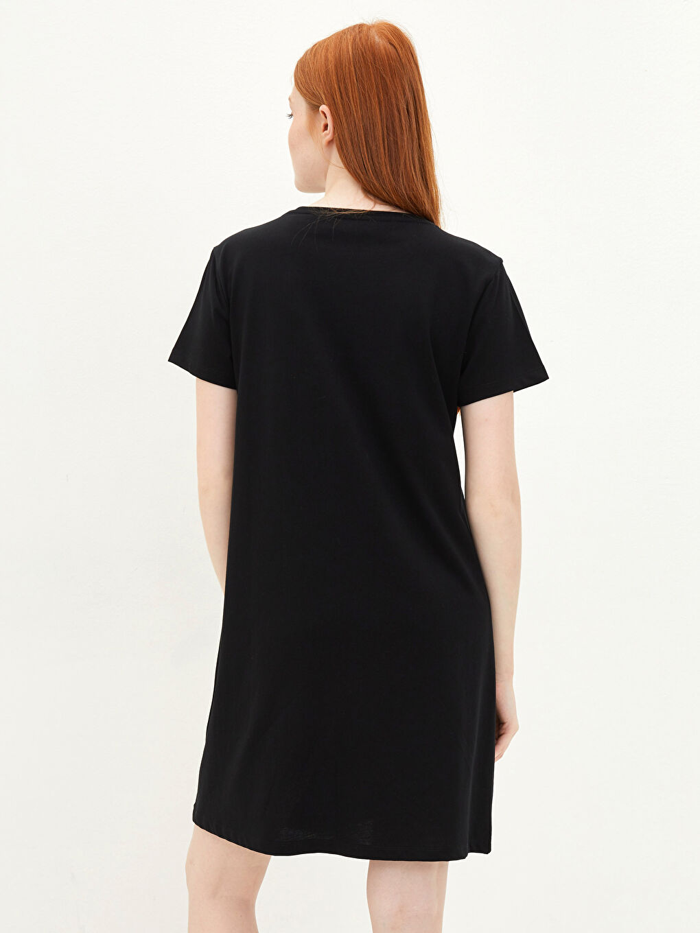 قميص نوم ياقة دائرية مطبوع تويتي كم قصير قطن للسيدات-4