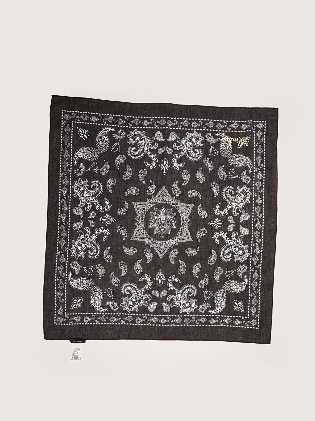 Siyah Şal Desenli Kadın Bandana-4