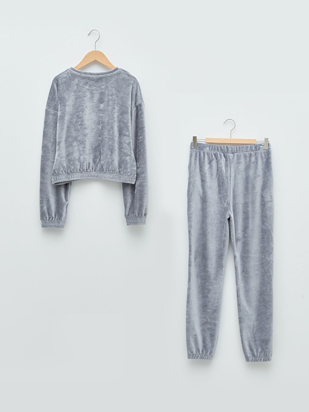 Crew Neck Basic Long Sleeve Oversize Velvet Girls Sweatshirt and Sweatpants-1