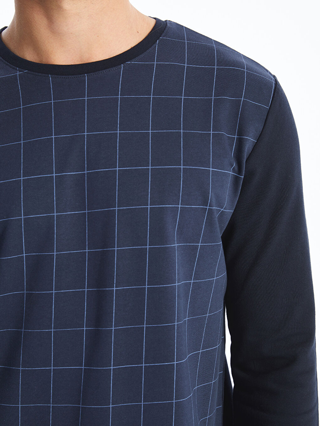 Lacivert Standart Kalıp Ekose Erkek Pijama Takımı-2