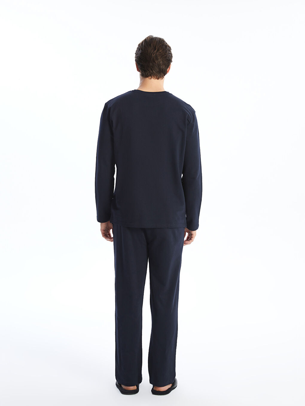 Lacivert Standart Kalıp Ekose Erkek Pijama Takımı-3