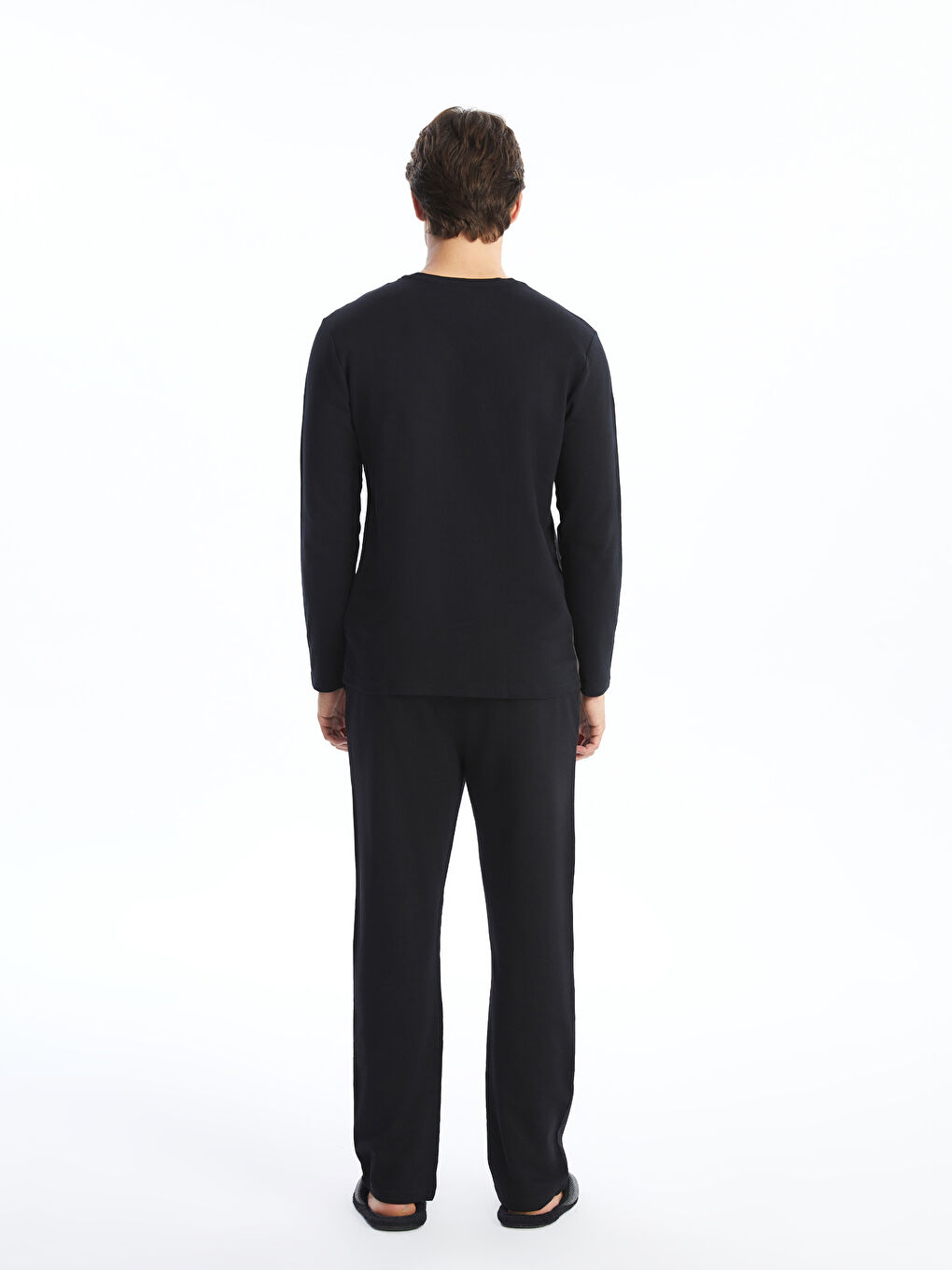 Siyah Standart Kalıp Ekose Erkek Pijama Takımı-3