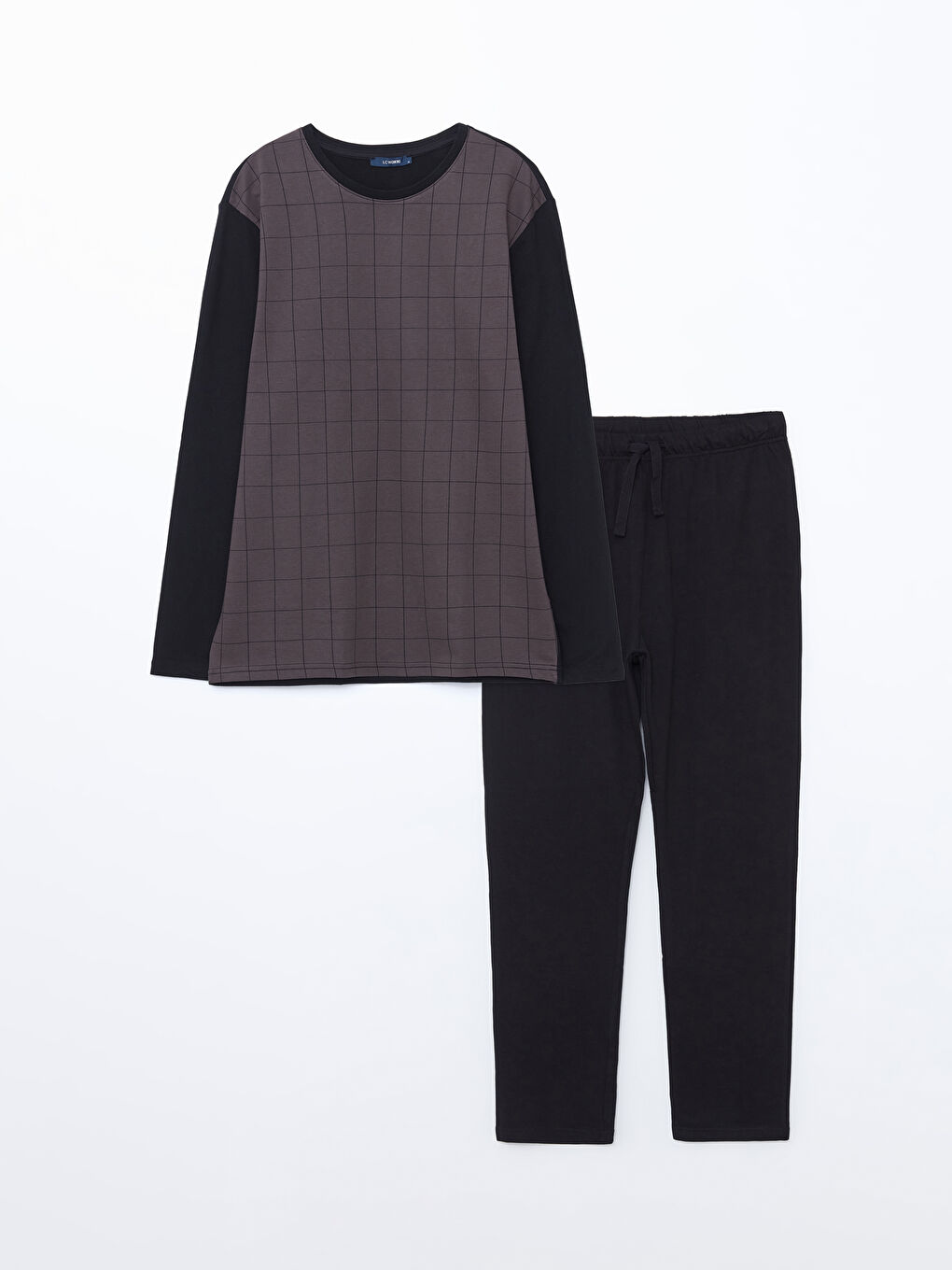 Siyah Standart Kalıp Ekose Erkek Pijama Takımı-4