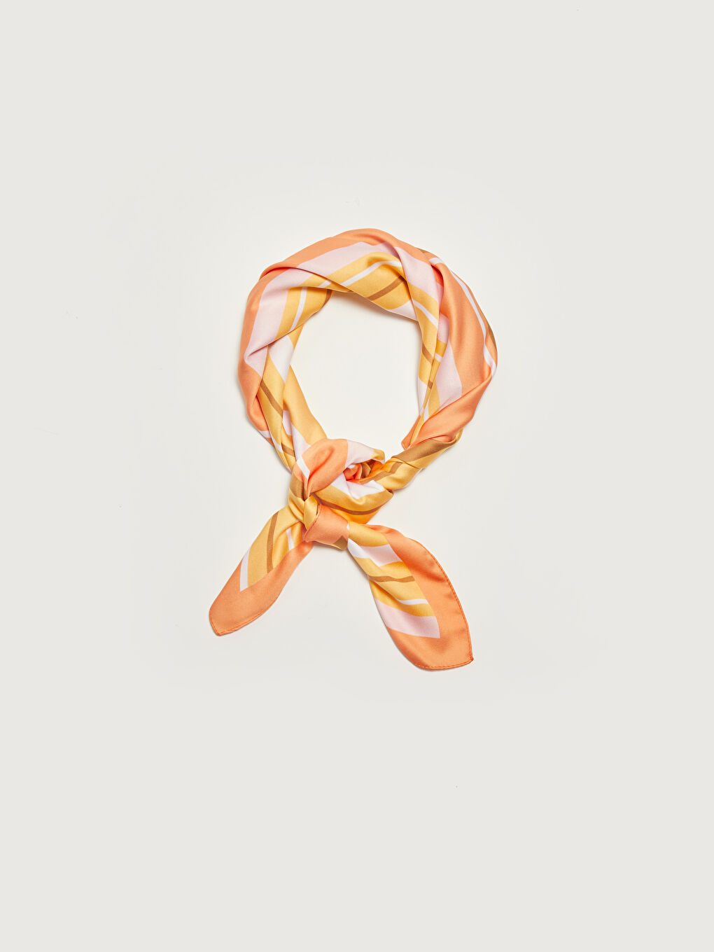 Turuncu Çizgili Saten Kadın Bandana-4