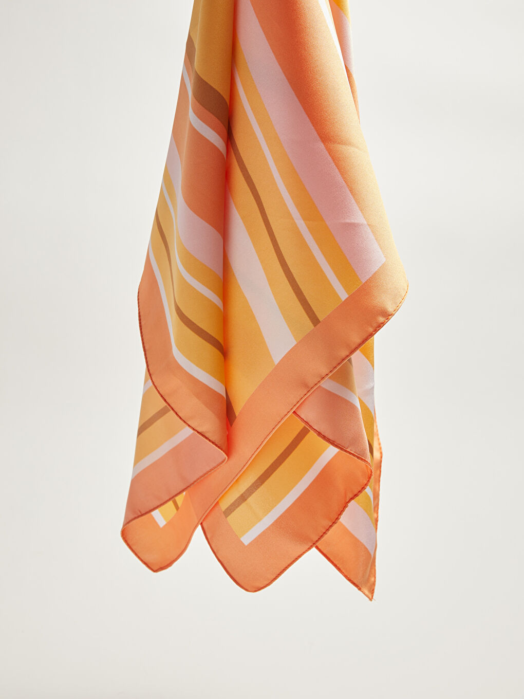 Turuncu Çizgili Saten Kadın Bandana-5