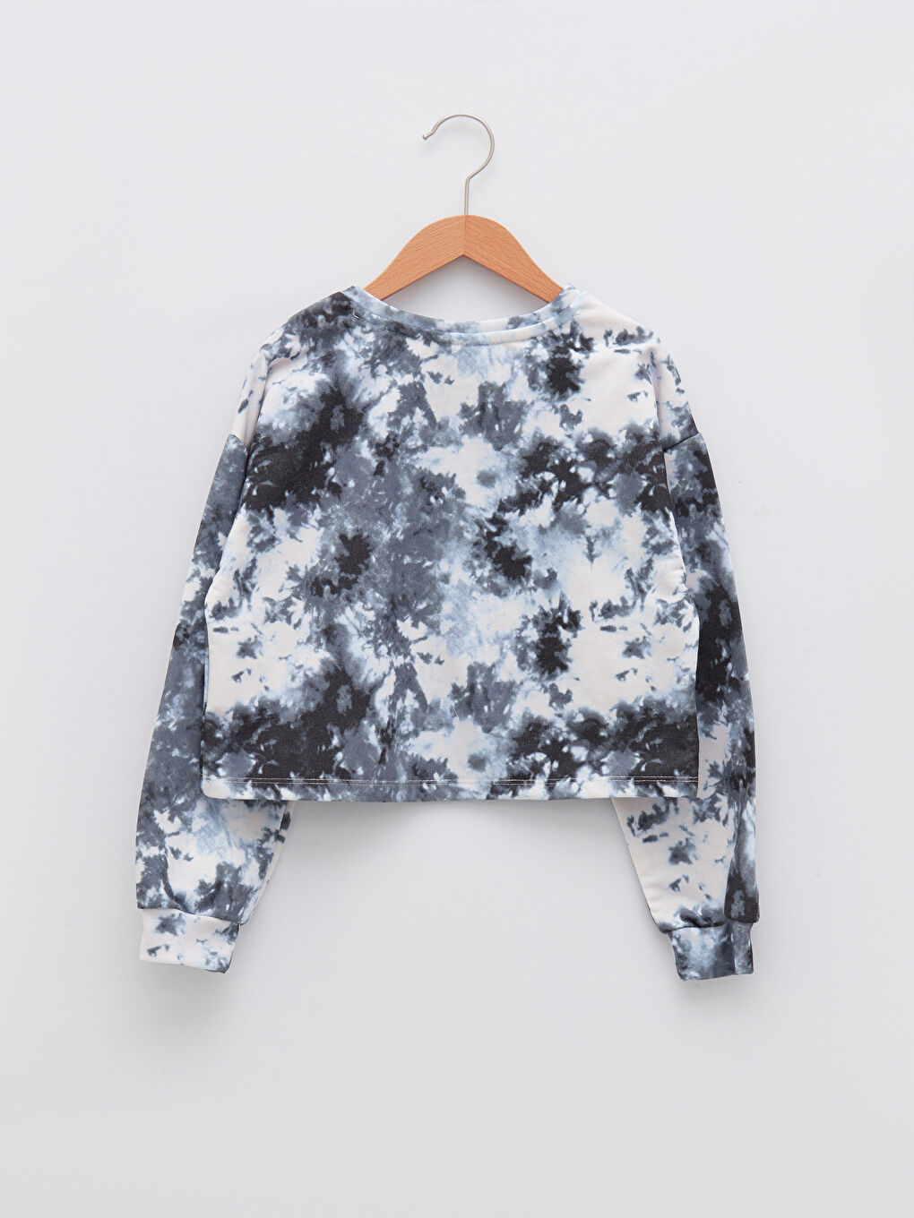 Mavi Bisiklet Yaka Batik Desenli Uzun Kollu Oversize Kız Çocuk Sweatshirt ve Pantolon-2