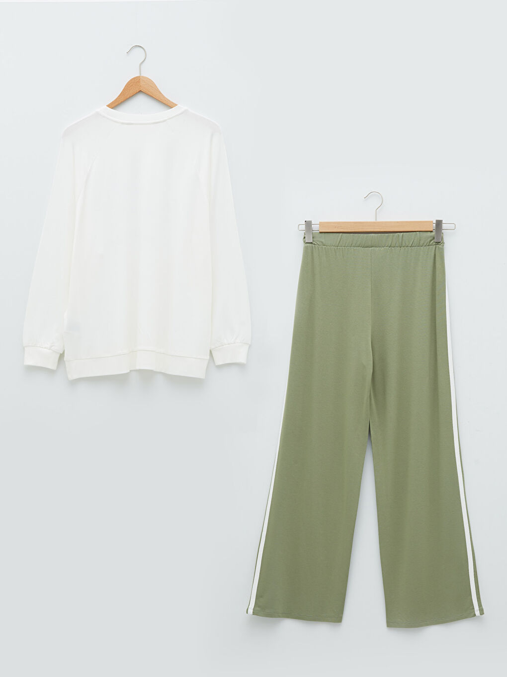 Crew Neck Slogan Printed Long Sleeve Women's Pajamas Set-6