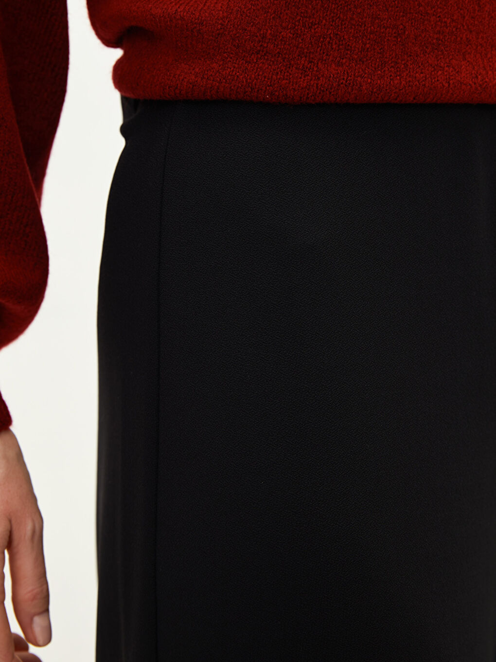 Siyah Rahat Kalıp Geniş Paça Krep Kadın Palazzo Pantolon-3